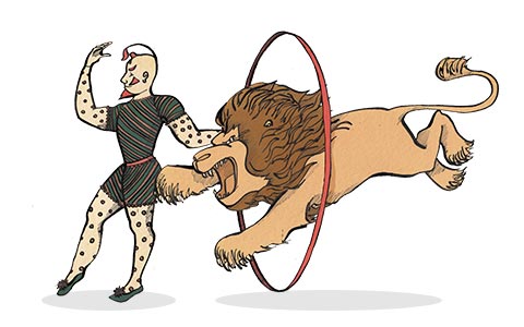 Card character lion tamer